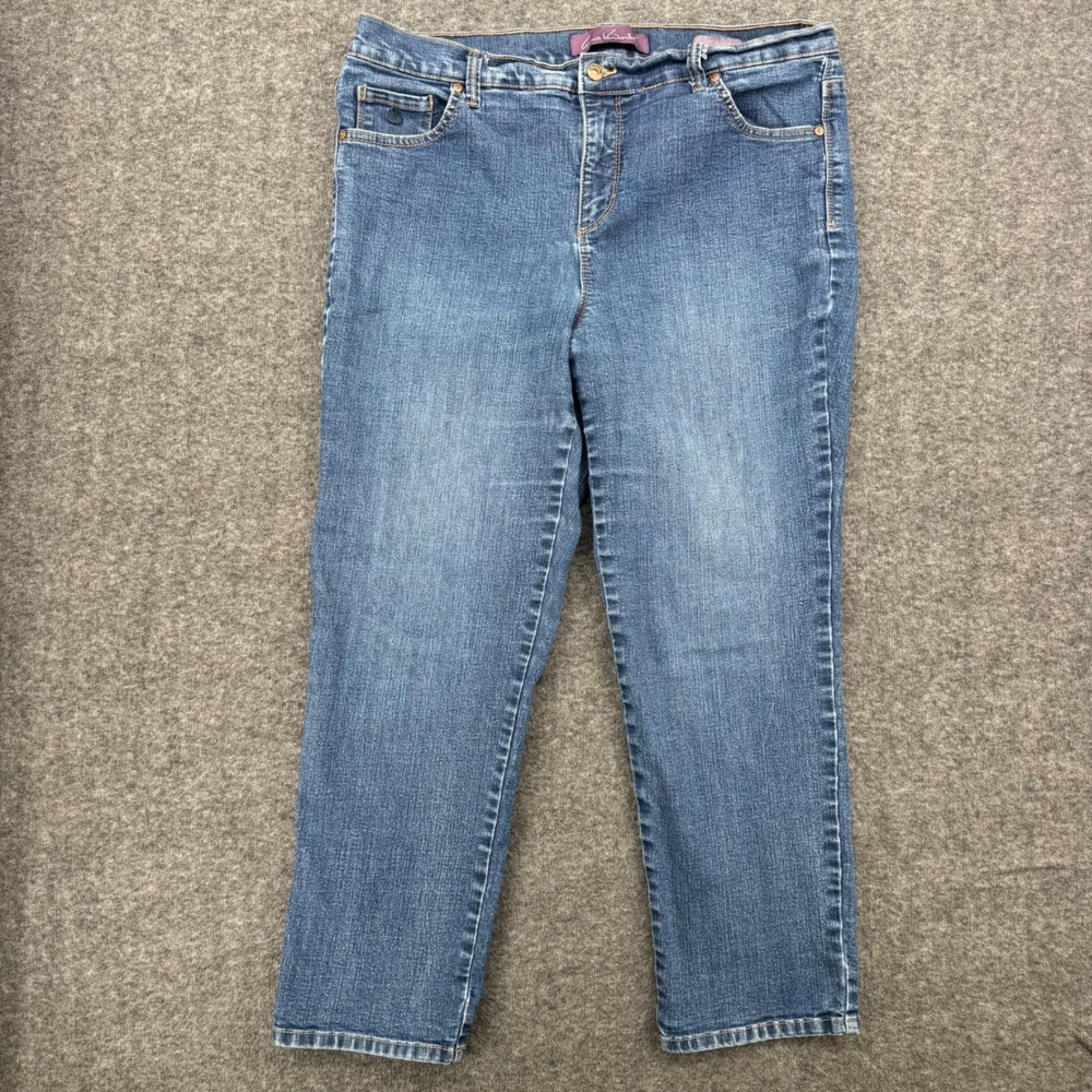 Gloria Vanderbilt Amanda High Rise Tapered Jeans 16W Short Medium Blue Wash Crop